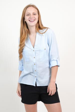 CAMISA DOS BOLSILLOS LINO MUJER