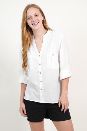 CAMISA DOS BOLSILLOS LINO MUJER