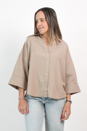 CAMISA LINO  MANGA TRES CUARTOS