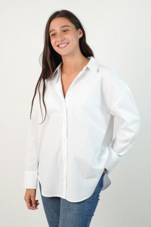 CAMISA OVERSIZE POPLIN MUJER BLANCO S