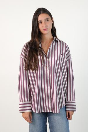 CAMISA OVERSIZE POPLIN MUJER BORDOBLANCO M