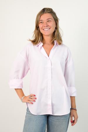 CAMISA RAYADA OVERSIZE OXFORD MUJER ROSADOBLANCO 2XL