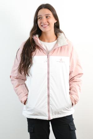 CAMPERA TASLON TECH 2 COLORES MUJER ROSABLANCO XS