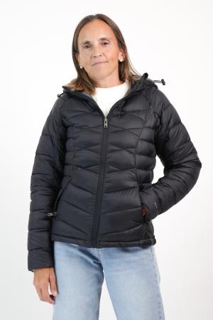 CAMPERA ULTRALIVIANA C/CAPUCHA SILVER  II MUJER NEGRO M