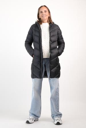 CAMPERA ULTRALIVIANA SILVER LARGA MUJER NEGRO L