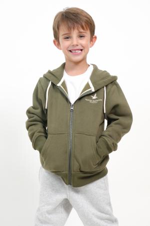 CANGURO FELPA CON CIERRE NIÑO VERDE OLIVA 12