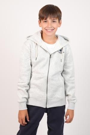 CANGURO FELPA CON CIERRE NIÑO GRIS CLARO MELANGE 8