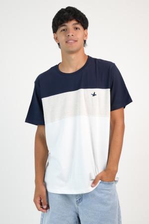 REMERA 3 COLORES MARINO/AVENA/BLANCO S