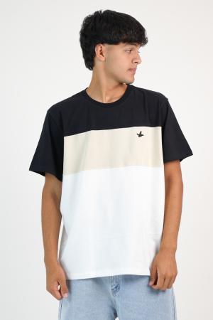 REMERA 3 COLORES NEGRO/BEIGE/BLANCO S