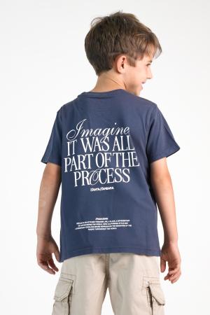 REMERA GASTADA ESTAMPADA NIÑO MARINO CLARO LAVADO EST K 16