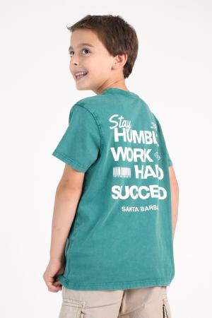 REMERA GASTADA ESTAMPADA NIÑO VERDE AZULADO LAVADO EST O 12