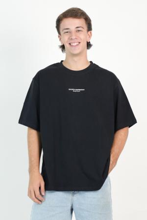 REMERA OVERSIZE SBO NEGRO BORD. BLANCO XL