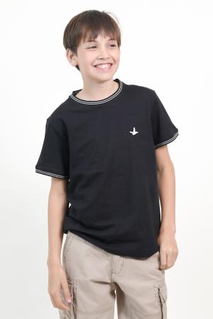 REMERA PIQUE CUELLO TEJIDO NIÑO NEGRO 6
