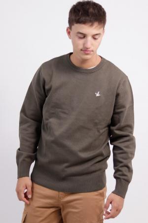 SWEATER BASICO REDONDO VERDE MILITAR XS